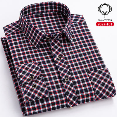 Camisa de Cuadros Suelta en Algodón para Hombre de Manga Larga - Image 6