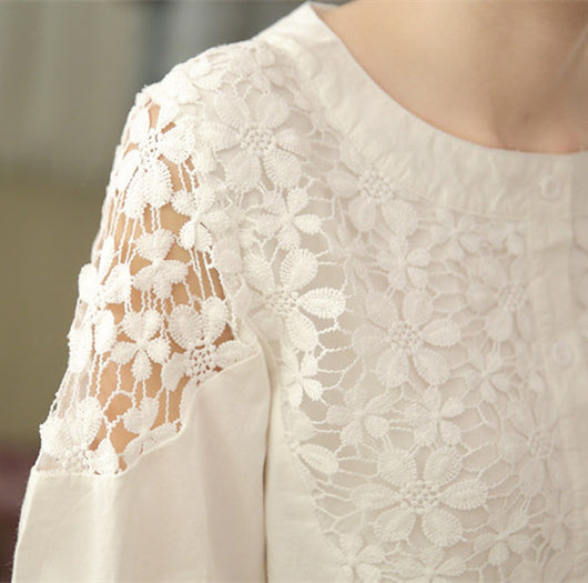 Blusa Vestido Blanco de Encaje Delicado para Mujer - Image 7