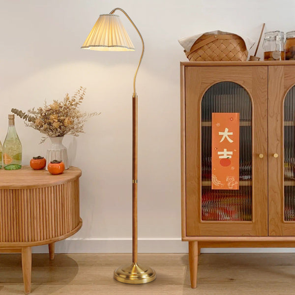 Lámpara de Pie en Madera Maciza para Sofá y Mesita Lateral