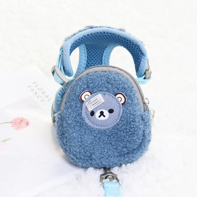 Mochila de Mascotas Fleece con Arnés Pecho y Cuerda de Tracción - Image 9