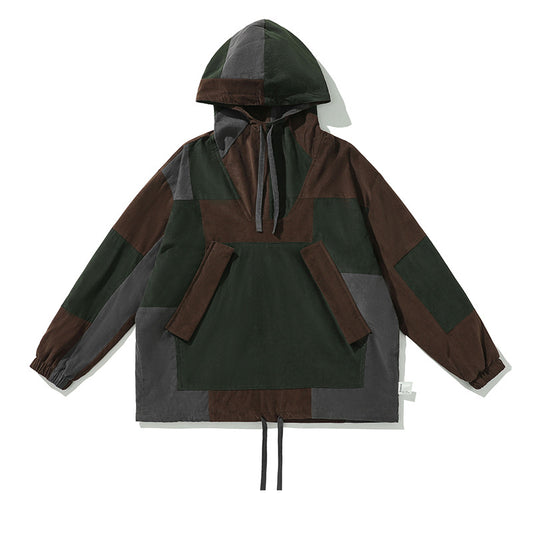 Chaqueta Hoodie de Montaña con Bloques de Color en Pana