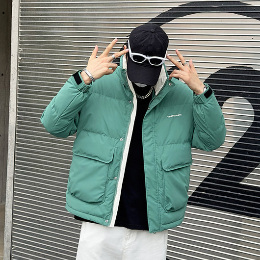 Chamarra Acolchada de Invierno para Hombre con Cuello Alto