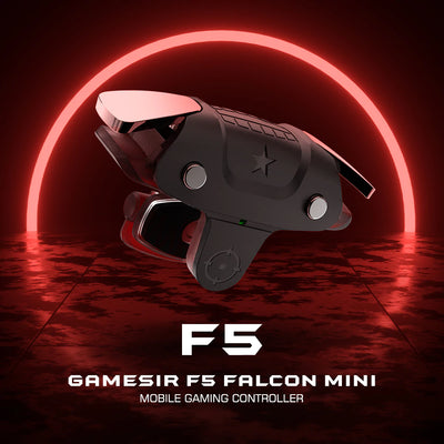 Black F5 game controller for mobile phones with two silver trigger buttons and a green indicator light. - Image 8