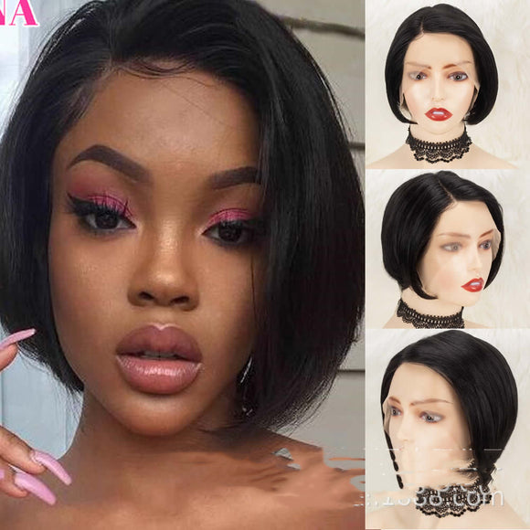 Peluca Pixie de Cabello Natural con Encaje Frontal