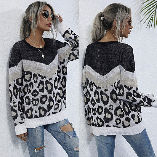 Jersey de Punto con Estampado Leopardo y Costura Decorativa para Mujer - Image 17