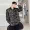 Camisa Casual de Seda Jacquard Camuflaje Brillante para Hombre