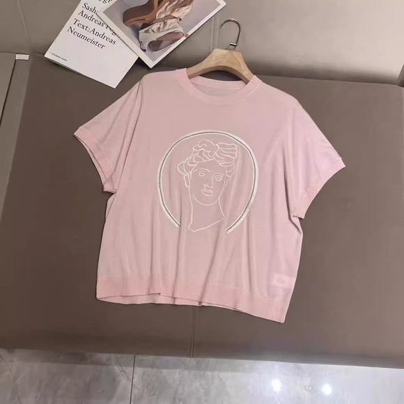 Suéter Tejido Corto para Mujer con Patrón de Cuentas - Diseño Industrial Moderno
