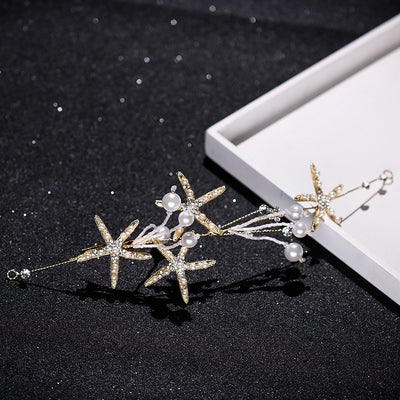 Diadema Estrella de Mar con Perlas para Novia - Joya de Cabello Elegante - Image 4