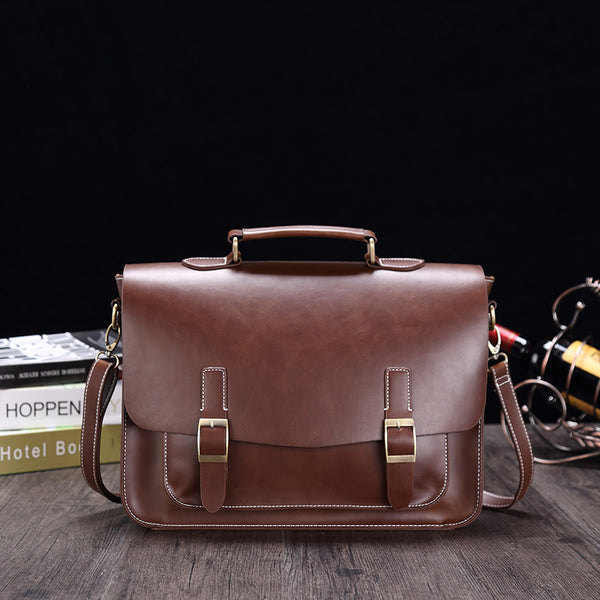 Portafolio Ejecutivo Cuero Crazy Horse Estilo Retro Horizontal