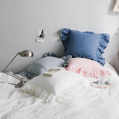 Funda de Almohada Pequeña de Algodón Puro con Volantes - Image 2