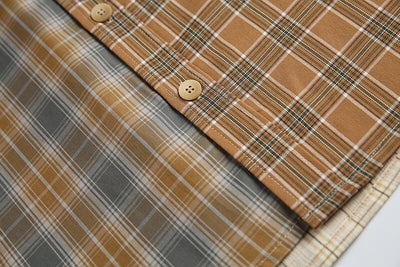 Camisa de Manga Larga Estilo Retro Americano con Costuras Irregulares y Cuadros Contrastados - Image 24