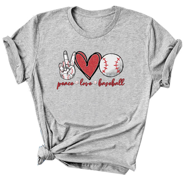 Playera Mujer Manga Corta Peace Love Alfabeto Béisbol