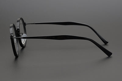 Lentes Retro de Titanio Puro Montura Redonda Carey para Miopía - Image 4