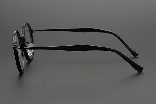 Lentes Retro de Titanio Puro Montura Redonda Carey para Miopía - Image 4