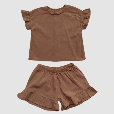 Conjunto Infantil de Algodón y Lino con Volantes - Camiseta Suelta y Casual - Image 17
