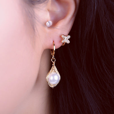 Aretes de Perla Artesanales Lujo Ligero Serie Océano - Clip Europeo Americano - Image 29