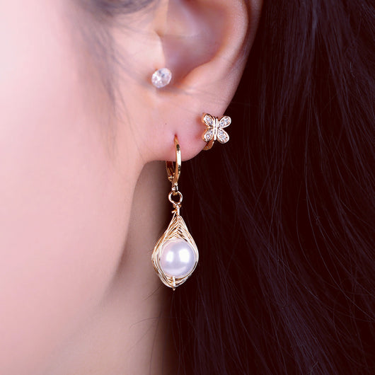 Aretes de Perla Artesanales Lujo Ligero Serie Océano - Clip Europeo Americano - Image 29