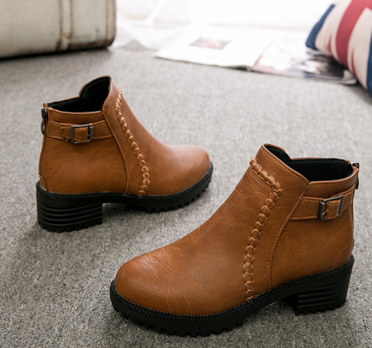 Botines de Tacón Medio Punta Redonda Transpirables para Mujer - Image 6