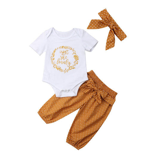 Enterizo Corto de Verano para Bebé Niña con Lunares y Letras