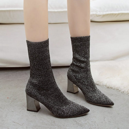 Botas de Tacón Alto Punta Fina Caña Media - Estilo Elegante para Mujer - Image 4