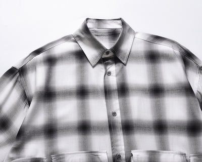 Camisa Cuadros Blanco y Negro Hombre Suelta - Estilo Casual Versátil - Image 5