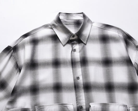 Camisa Cuadros Blanco y Negro Hombre Suelta - Estilo Casual Versátil - Image 5