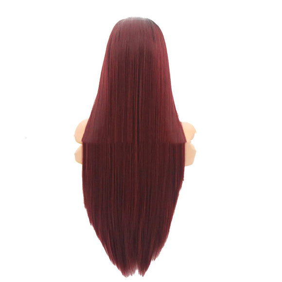 Peluca Borgoña con Cabello Liso y Fibra Química Premium