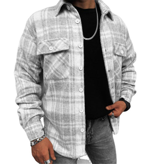 Camisa de Cuadros para Hombre con Solapas y Bolsillos Dobles - Image 2