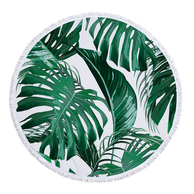 Toalla Redonda de Microfibra con Estampado de Hojas Tropicales - Image 17