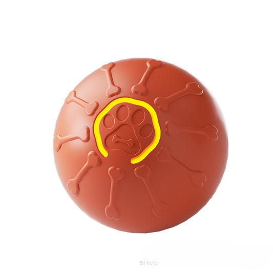 Orange smart jumping ball pet toy with bone and paw print details, featuring a glowing paw print. - Image 2