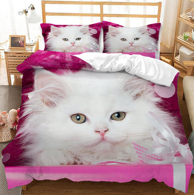 Juego de Cama Gato Blanco Adorable para Niñas y Mujeres - Image 14