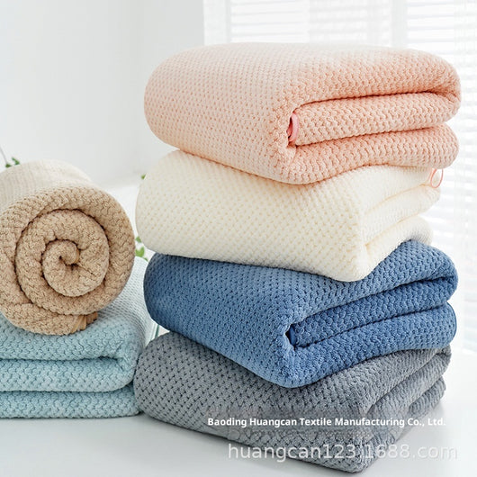 Toalla de Playa Franela Coral Gruesa Diseño Cuadriculado Piña - Absorción Máxima - Image 13