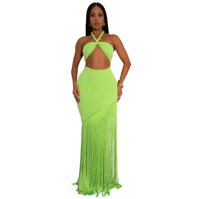Vestido Tubo Escotado con Detalles de Borlas - Image 8