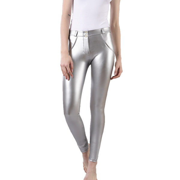 Pantalones de Yoga y Fitness en Terciopelo con Detalles de Cuero para Mujer Talla Plus - Image 6