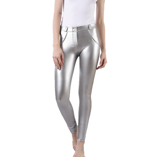 Pantalones de Yoga y Fitness en Terciopelo con Detalles de Cuero para Mujer Talla Plus - Image 6