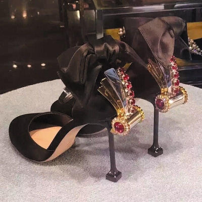 Sandalias de Tacón Alto Stiletto con Moño de Cristales para Mujer - Image 11