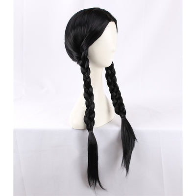 Peluca Trenza Retorcida con Raya Central Negra para Halloween - Image 2