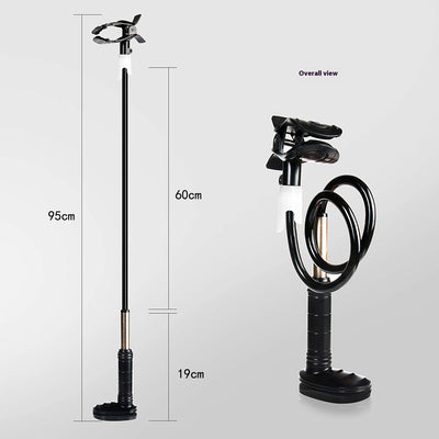White flexible gooseneck ventilator hose bracket with a device clamp and a C-clamp base. - Image 8