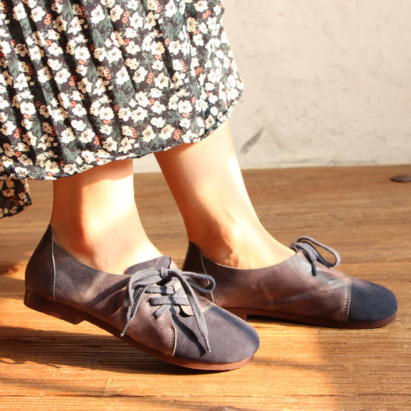 Zapatos Planos de Cuero Genuino para Mujer - Diseño Minimalista Punta Baja