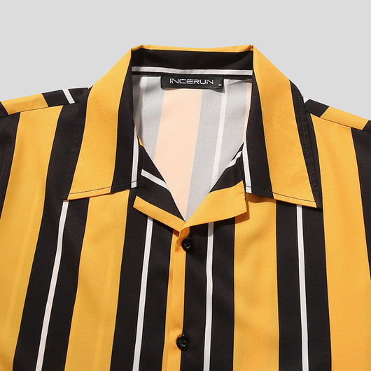 men's shirt, shirt, yellow, black, white, casual, streetwear - Image 9