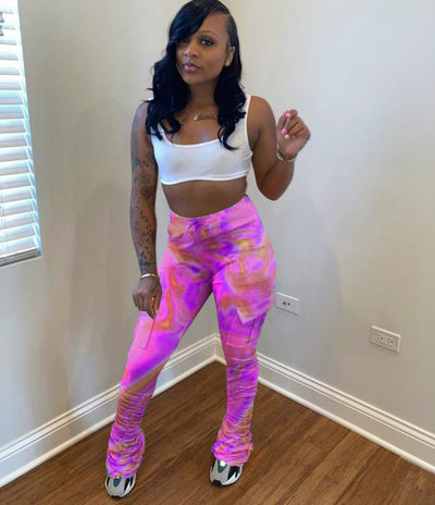 Pantalones Deportivos Acampanados con Estampado y Pliegues - Image 9