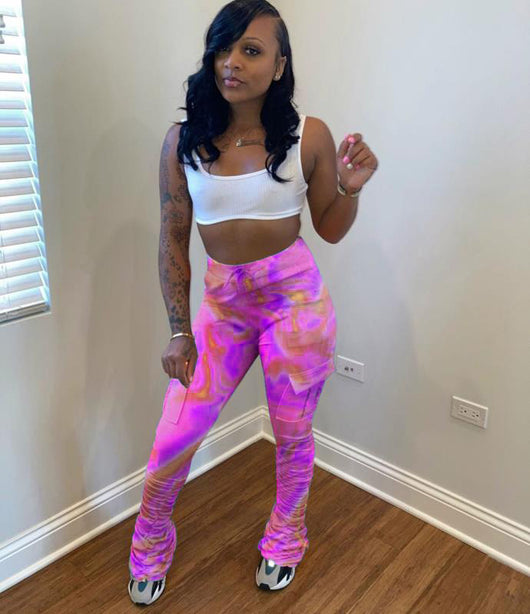 Pantalones Deportivos Acampanados con Estampado y Pliegues - Image 9