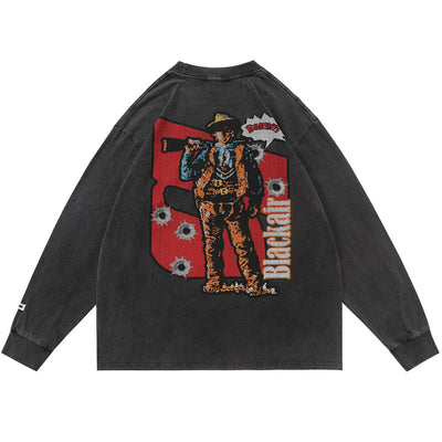 Camiseta Manga Larga Cuello Redondo Estampada con Efecto Desgastado para Hombre - Image 20