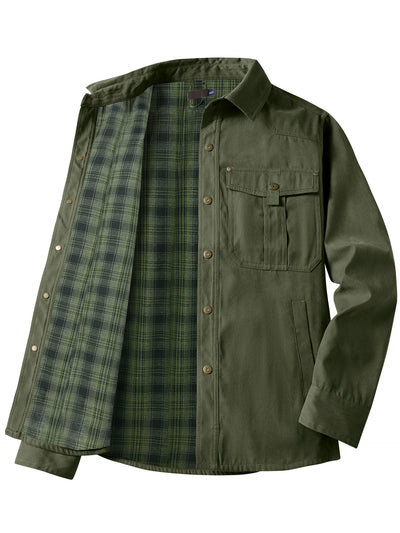 Chaqueta Flanela a Cuadros Tipo Lapela para Hombre Talla Grande - Image 4