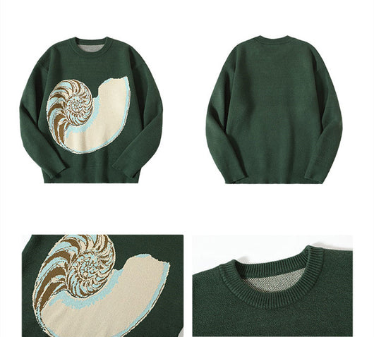 Suéter Casual para Mujer con Patrón de Concha Marina - Image 8