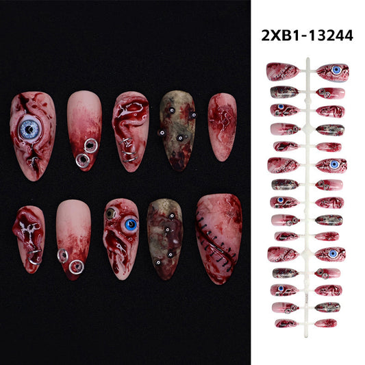 Set de 30 Uñas Postizas 3D Almendra - Efecto Estéreo Halloween - Image 2