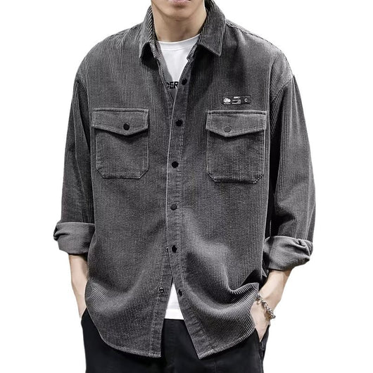 Camisa de Pana Oversized para Hombre - Corte Amplio Primavera y Otoño - Image 4