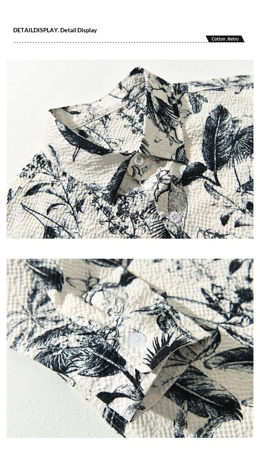 Camisa Retro Estampada de Manga Larga para Hombre - Image 12