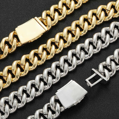 Cadena Cubana Miami 15mm-20mm Chapada en Oro Real con Cierre Tipo Buckle - Image 10