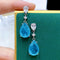 Aretes de Plata con Paraiba Sintético en Forma de Gota de Agua